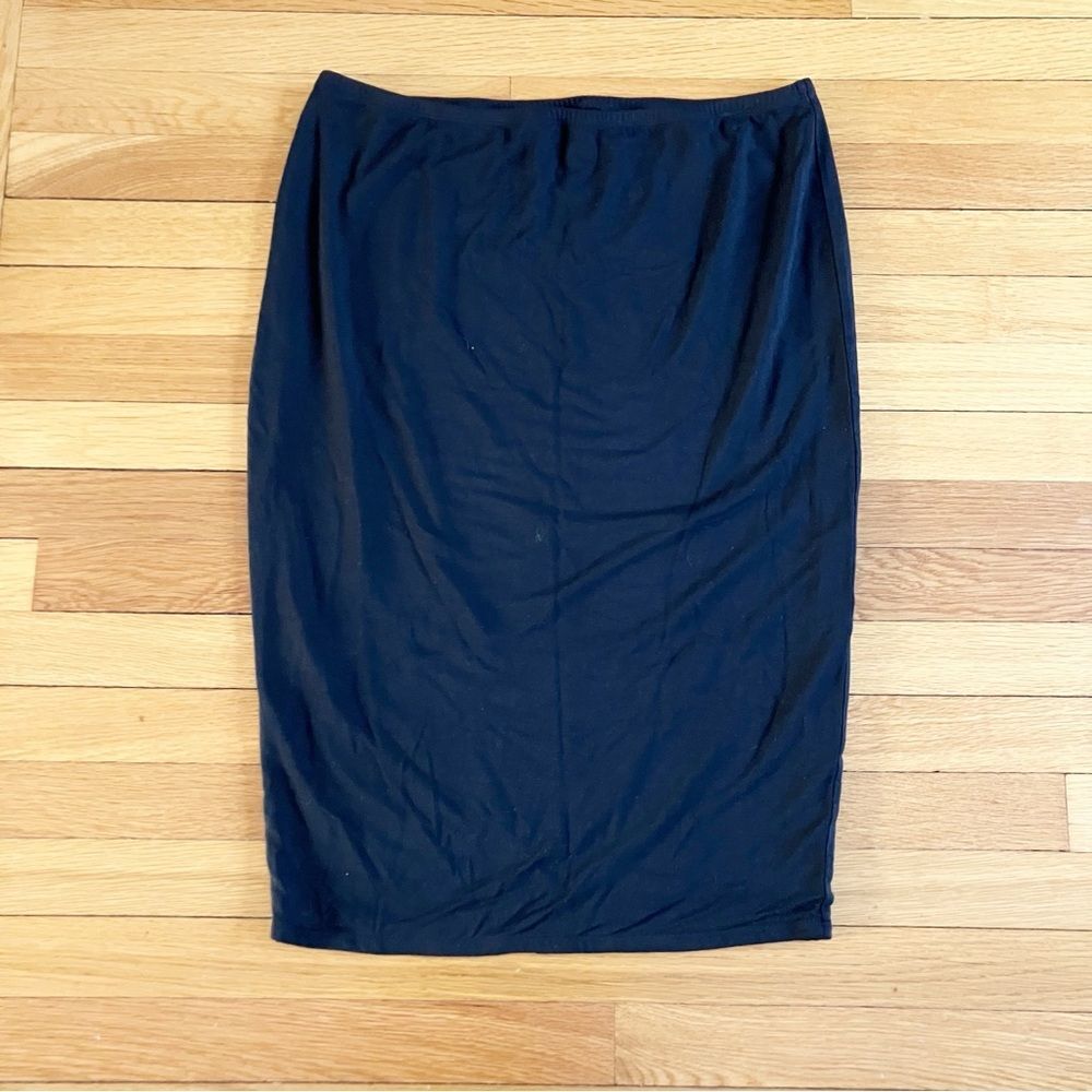 STORQ Black Maternity Pregnant Modal Elastic Waist Midi Bodycon Skirt 4 Large